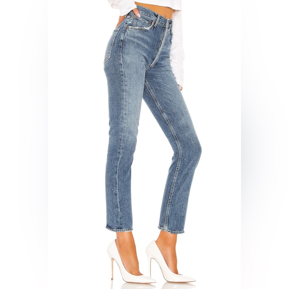 Agolde Riley High Rise Cropped‎ Straight Jeans Light Blue Size 27 Women’s
